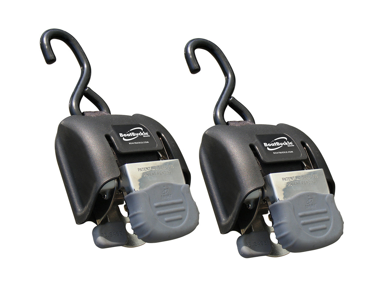 BoatBuckle Retractable Tie-Down with Stainless Steel S hooks 50mm x 1.09m